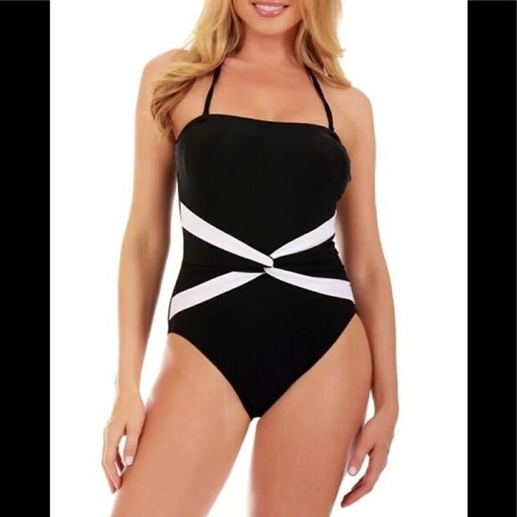 Instant Figure compression bandeau swimsuit. NWOT - Picture 2 of 9